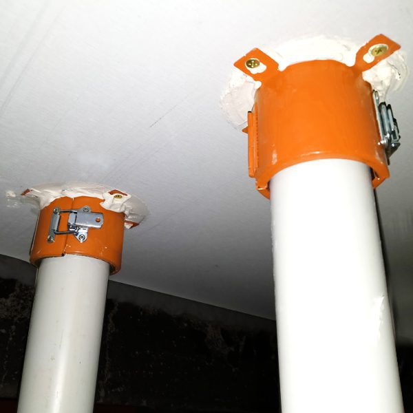 Fire collar Retrofit with PVC pipes in and under floor application