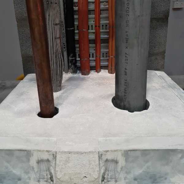 Steel Pipes entering a floor penetration