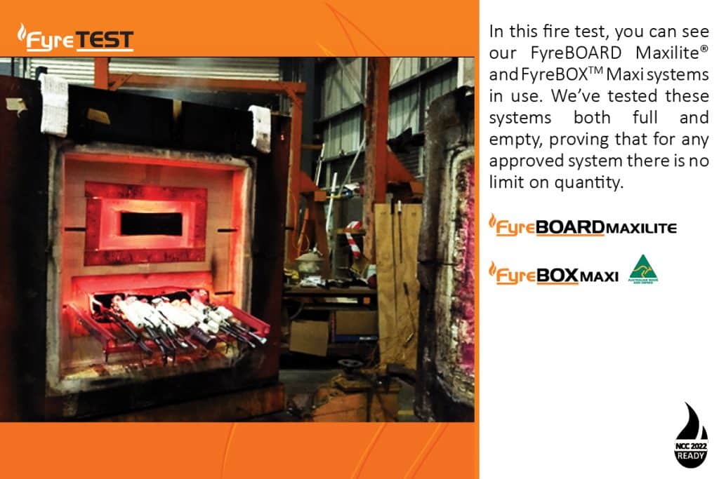 FyreBOX Maxi and FyreBOARD Maxilite full and empty after fire test