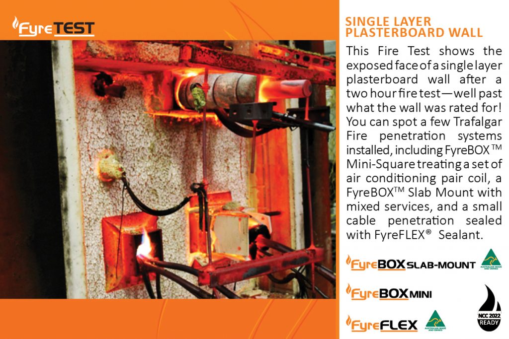 FyreBOX range and FyreFLEX in single layer plasterboard wall after fire test