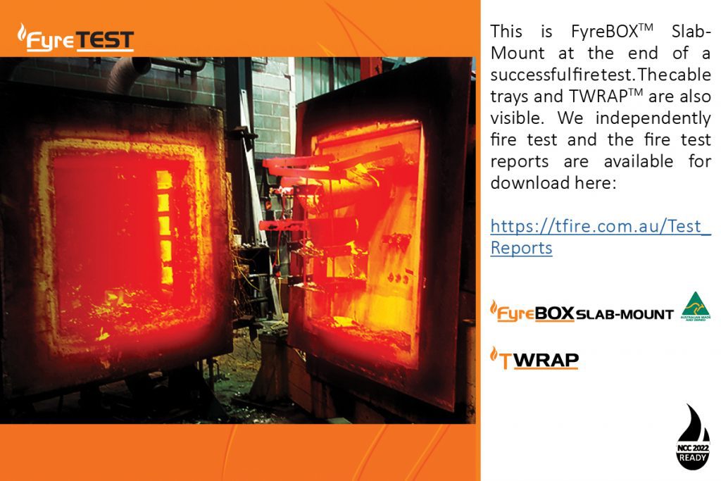 FyreBOX Slab-Mount with TWRAP after fire test